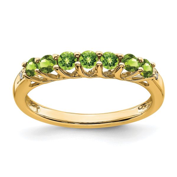 14k Peridot and Diamond 7-stone Ring