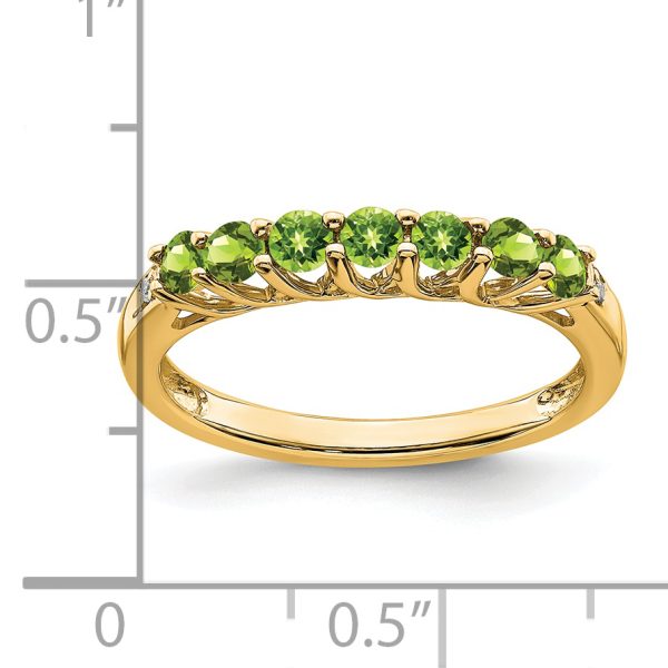 14k Peridot and Diamond 7-stone Ring - Image 2