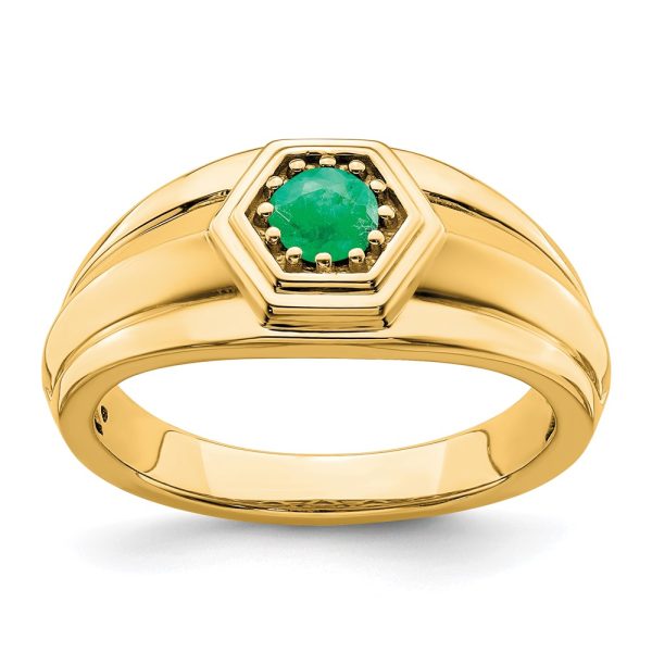 14k Emerald Mens Ring