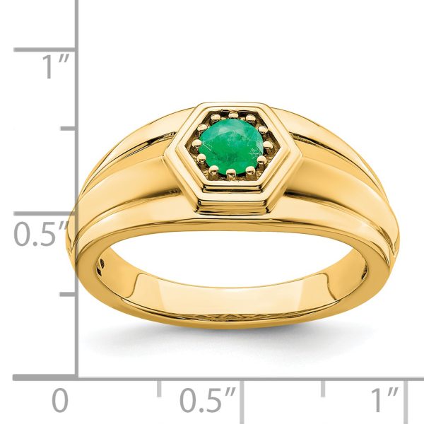 14k Emerald Mens Ring - Image 2