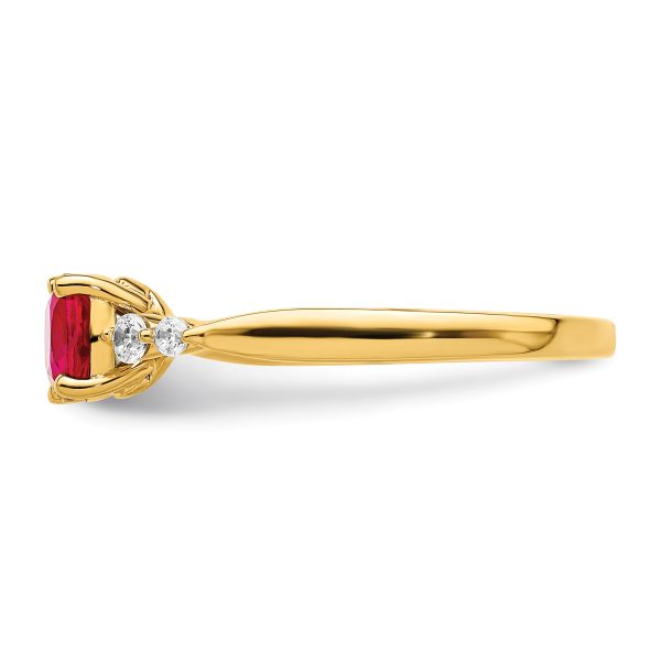 14k Gold Polished Ruby and Diamond Ring - Image 3