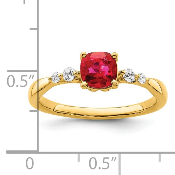 14k Gold Polished Ruby and Diamond Ring - Image 2