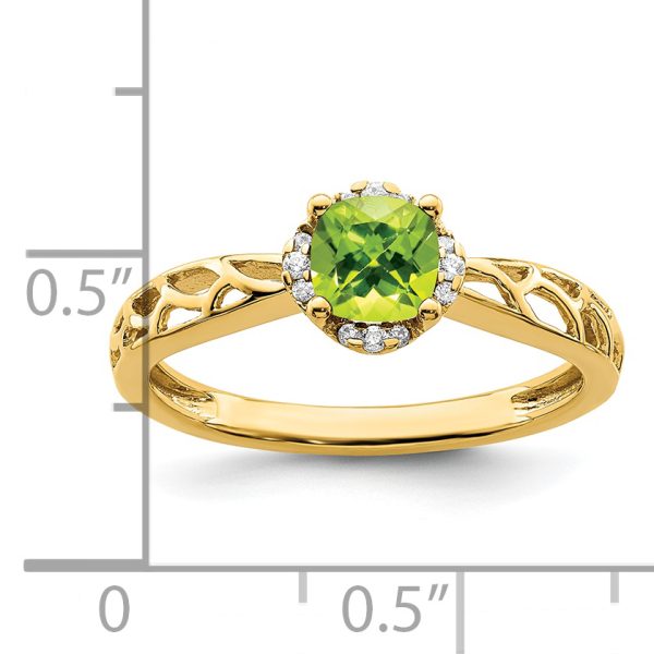 14k Gold Polished Peridot and Diamond Ring - Image 2