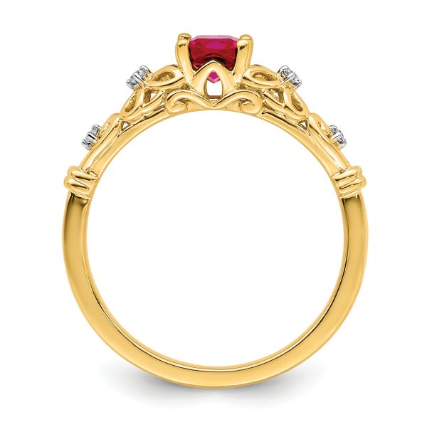 14k Gold Polished Ruby and Diamond Ring - Image 2