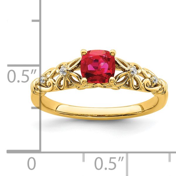 14k Gold Polished Ruby and Diamond Ring - Image 3