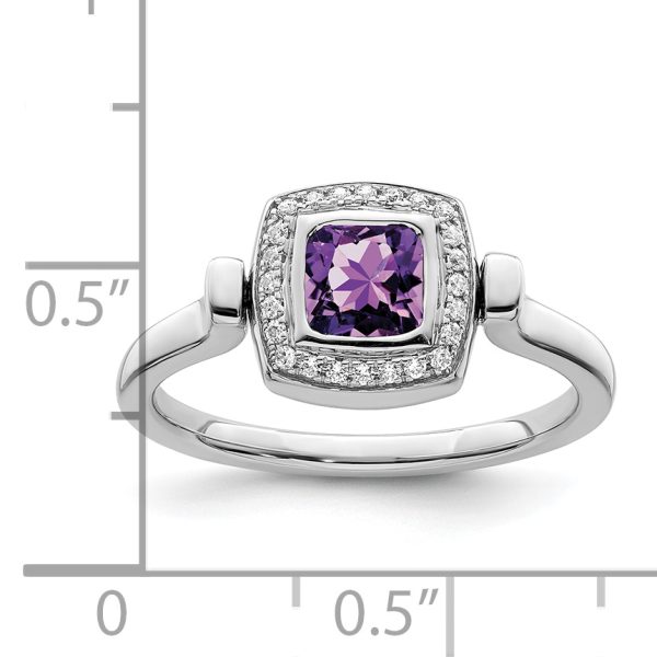 14k White Gold Polished Amethyst and Diamond Flip Ring - Image 2