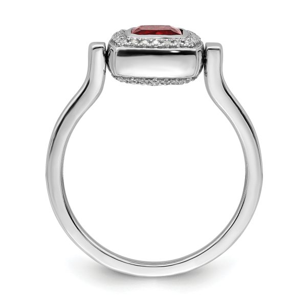 14k White Gold Polished Garnet and Diamond Flip Ring - Image 2