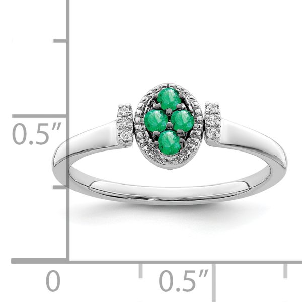 14k White Gold Polished Emerald and Diamond Flip Ring - Image 2