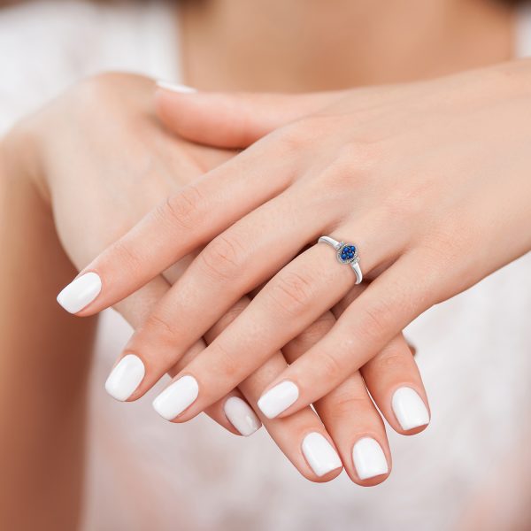 14k White Gold Polished Sapphire and Diamond Flip Ring - Image 3