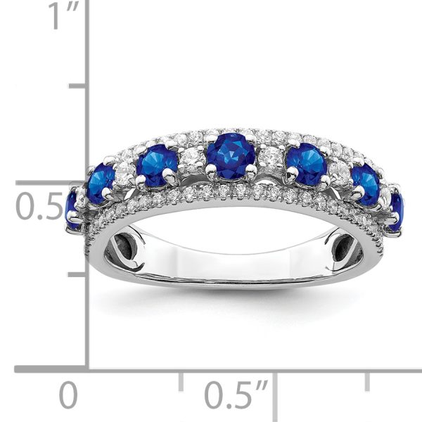 14k White Gold Polished Sapphire and Diamond Ring - Image 2