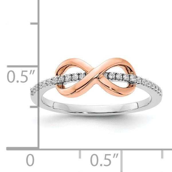 14k Two-tone White & Rose Polished Infinity Diamond Ring - Image 3