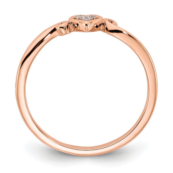 14k Rose Gold Polished Heart Diamond Ring - Image 2