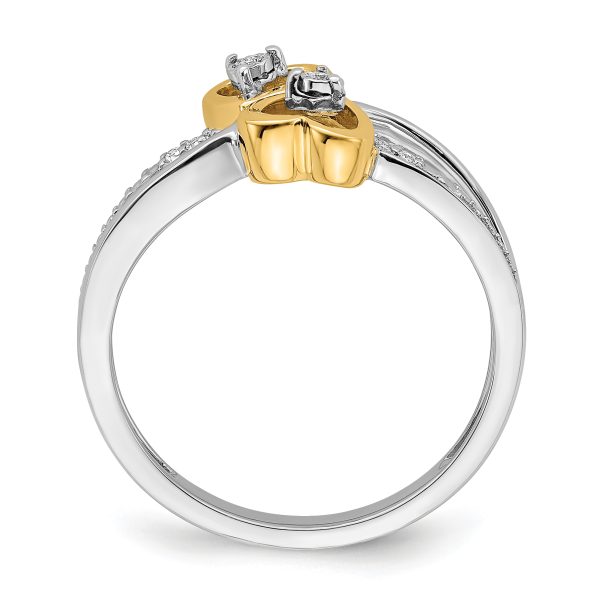 14k Two-tone Polished Double Heart Diamond Ring - Image 2