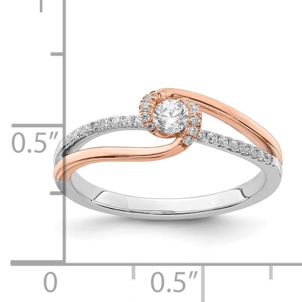 14k Two-tone White & Rose Polished Fancy ByPass Diamond Ring - Image 2