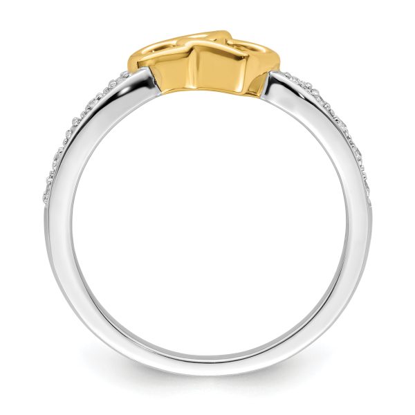 14k Two-tone Polished Double Heart Diamond Ring - Image 2
