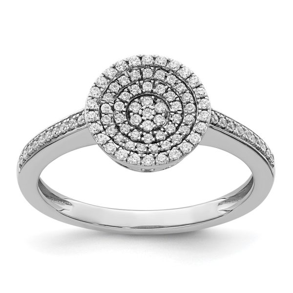 14k White Gold Polished Pave Circle Diamond Ring