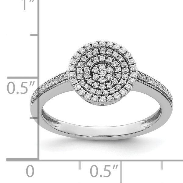 14k White Gold Polished Pave Circle Diamond Ring - Image 3