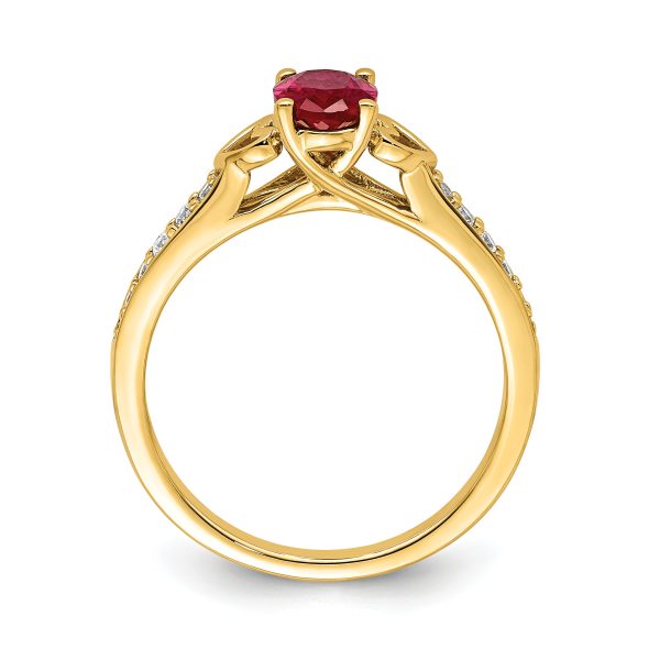 14k Polished Side Hearts Ruby and Diamond Ring - Image 2