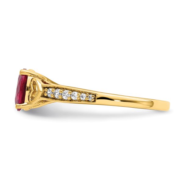 14k Polished Side Hearts Ruby and Diamond Ring - Image 3