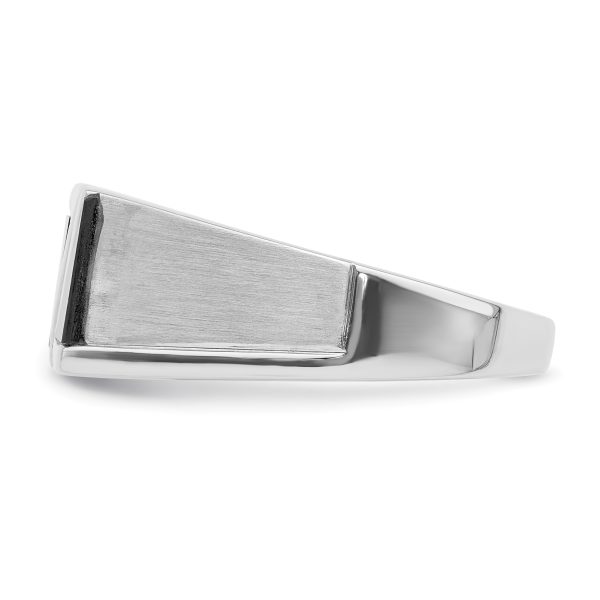 14k White Gold Polished & Satin Onyx & Diamond Mens Ring - Image 3