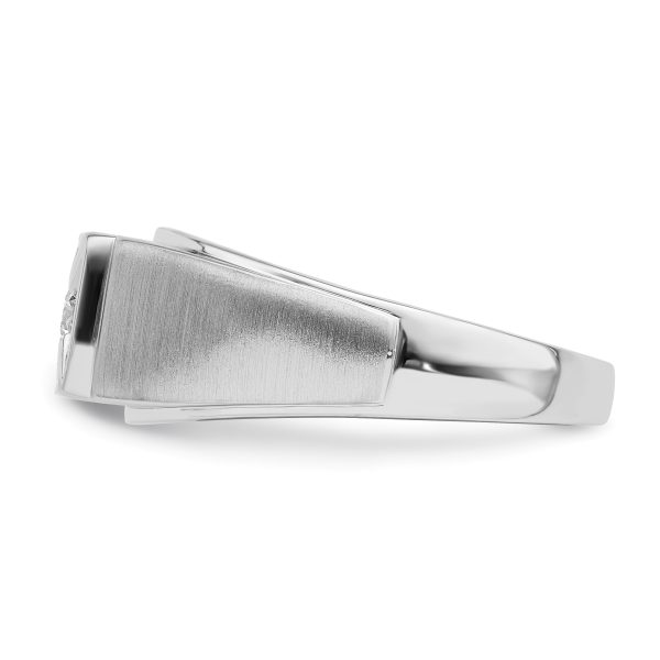 14k White Gold Polished & Satin Diamond Mens Ring - Image 3