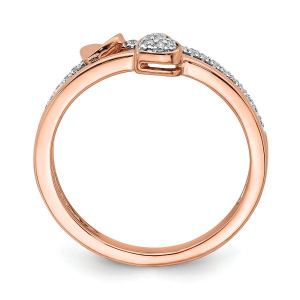 14k Rose Gold Polished Hearts Diamond Ring - Image 2