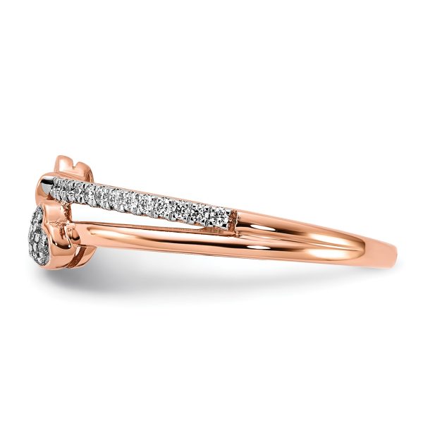 14k Rose Gold Polished Hearts Diamond Ring - Image 3