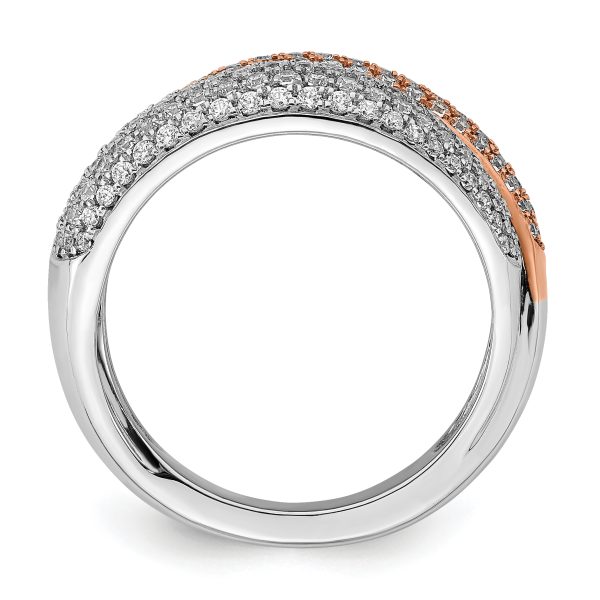 14k Two-tone Polished Pave Diamond Ring - Image 2