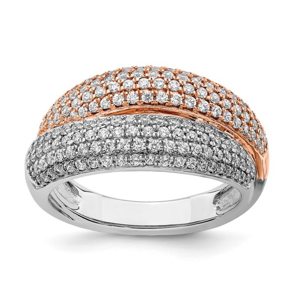 14k Two-tone Polished Pave Diamond Ring