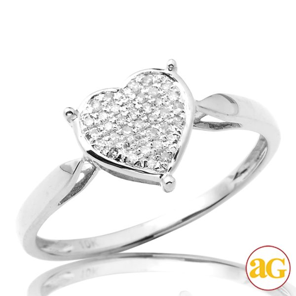 10KW 0.15CTW PRONG DIAMOND HEART RING