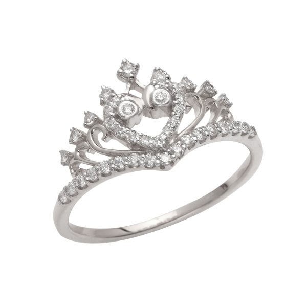 14KW 0.30CTW DIAMOND PRINCESS CROWN RING