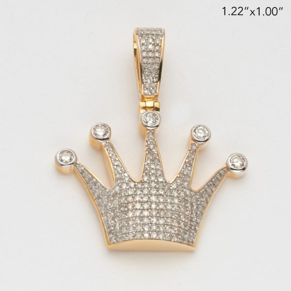 10KY 0.75CTW DIAMOND PUFFED CROWN PENDANT