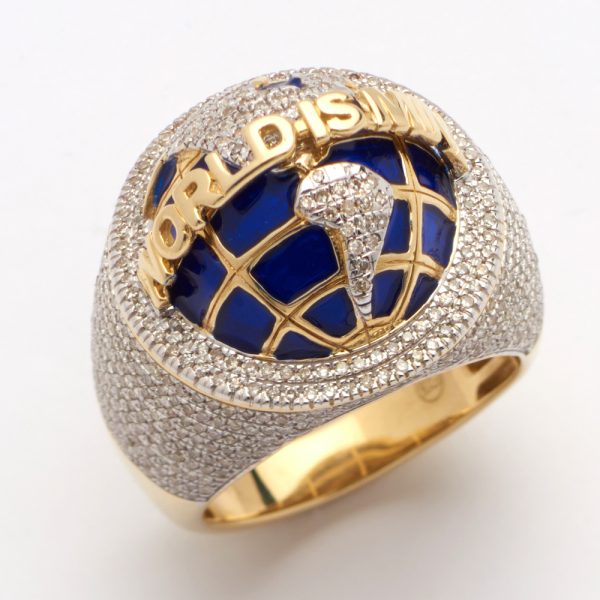 10KY 1.75CTW DIAMONDS MENS GLOBE RING