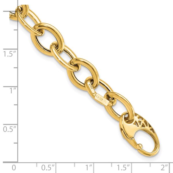 14k Polished Fancy Oval Link Bracelet - Image 3