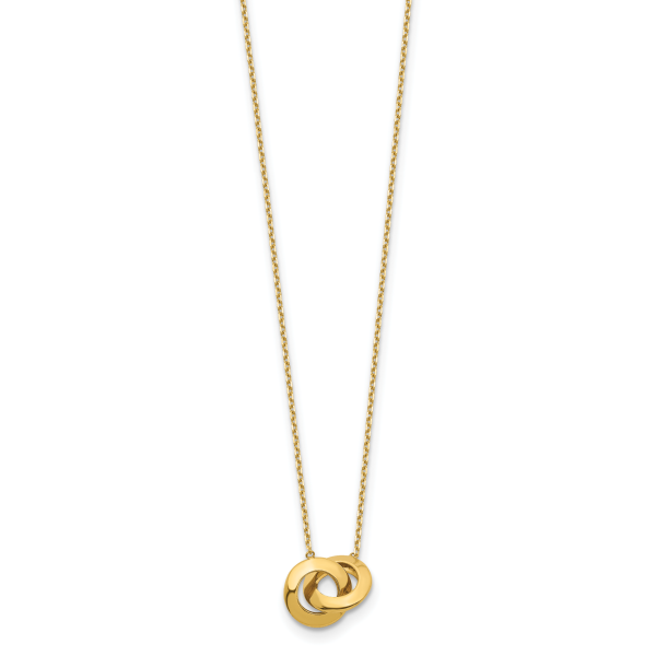 14k Polished Fancy Interlocking Circle 16 inch with 1 inch ext. Necklace - Image 2