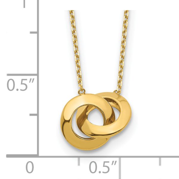 14k Polished Fancy Interlocking Circle 16 inch with 1 inch ext. Necklace - Image 3