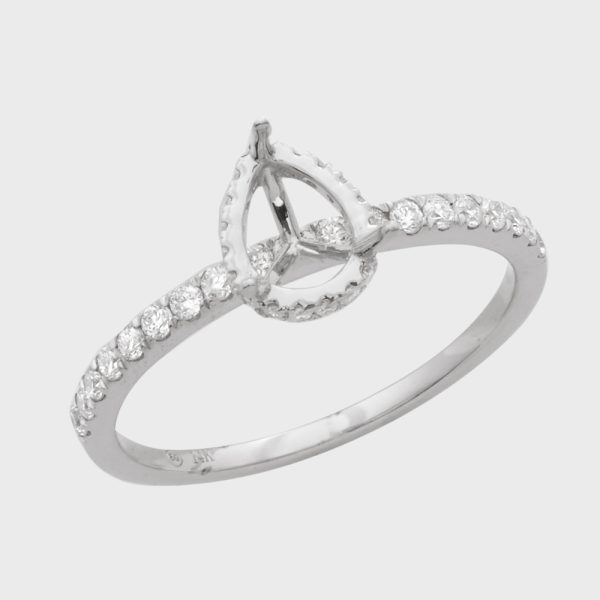 14KW 0.35CTW DIAMOND PEAR HEAD SEMI MOUNT RING