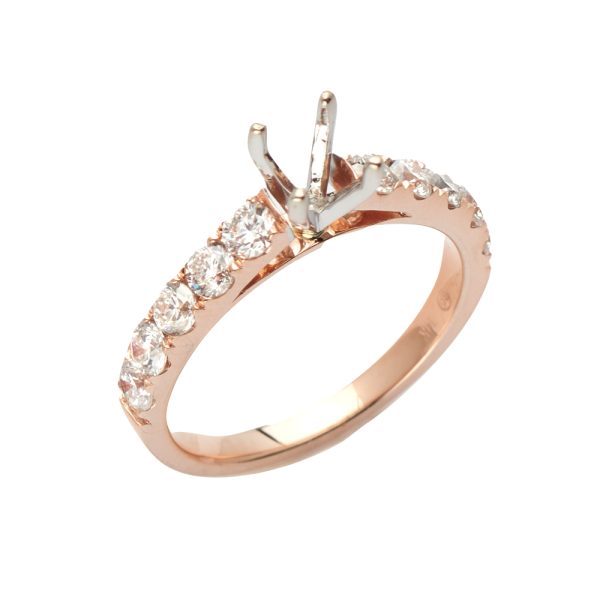 14KR+W 0.90CTW DIAMOND SEMI MOUNT RING - 4 PRONG