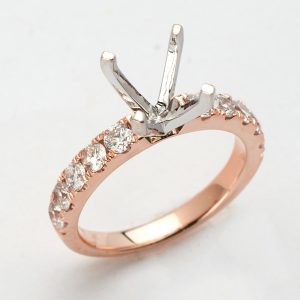 14KR+W 0.90CTW DIAMOND 4-PRONG PEG HEAD SEMI MOUNT