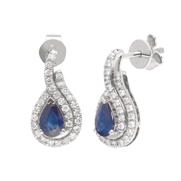 14KW 0.40CTW DIAMOND & BLUE SAPPHIRE LADIES