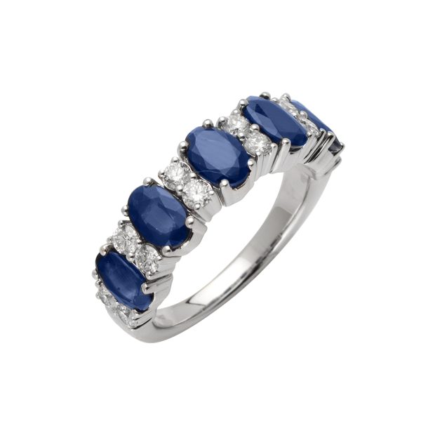 14KW 0.54CTW DIAMONDD & SAPPHIRE LADIES RING