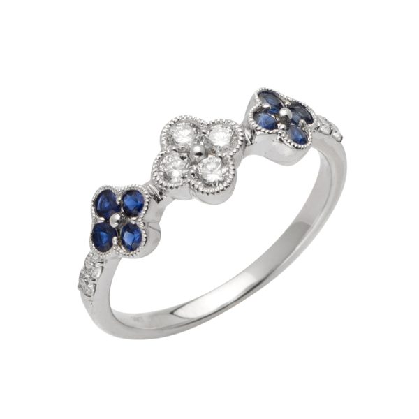 14KW 0.26CTW DIAMOND & SAPPHIRE LADIES RING