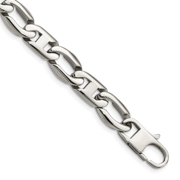 Stainless Steel Polished Open Link 8.5in Bracelet