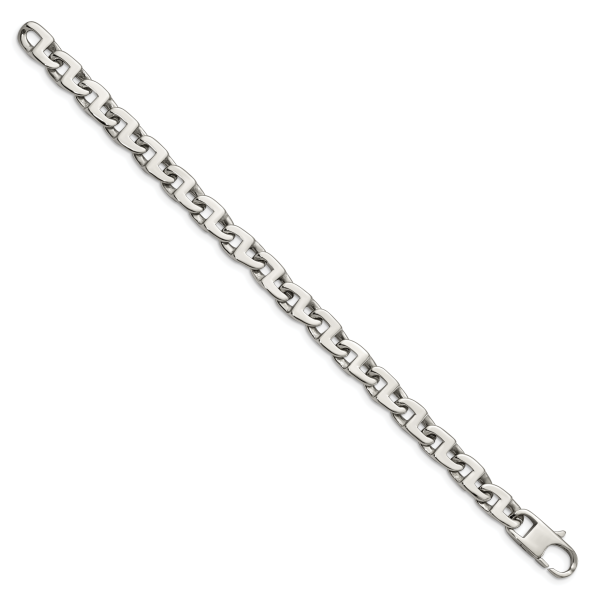 Stainless Steel Polished Fancy Square Link 8.5in Bracelet - Image 3