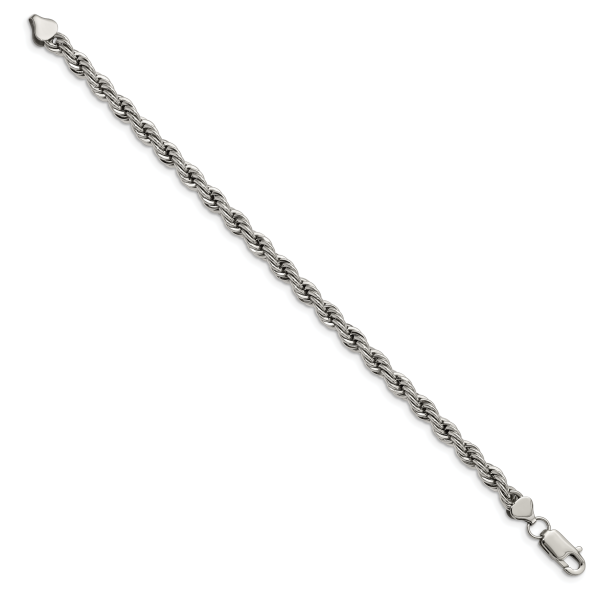 Stainless Steel Polished 6mm 8.5in Rope Bracelet - Image 3