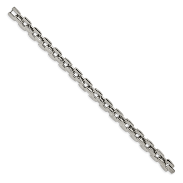 Stainless Steel Polished 9in Square Link Bracelet - Image 3