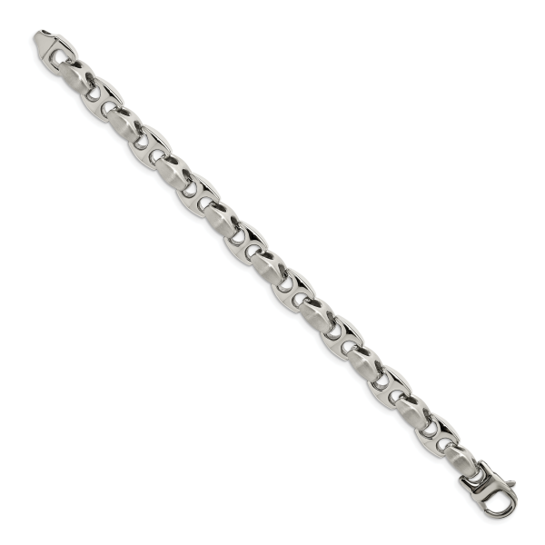 Stainless Steel Brushed and Polished 8.25in Bracelet - Image 3