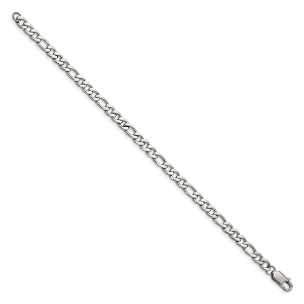 Stainless Steel Polished 9in Figaro Bracelet - Image 2