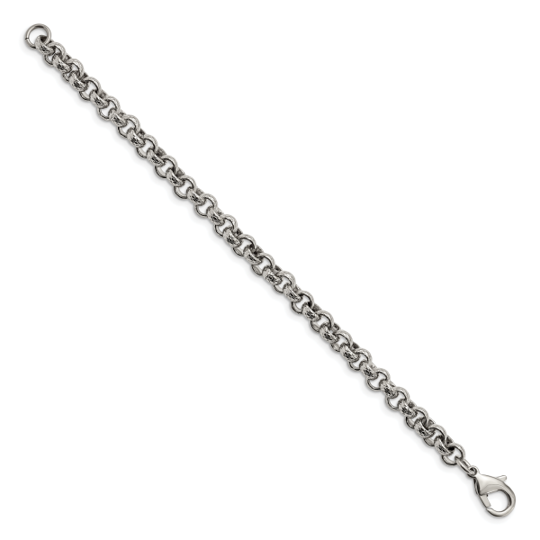 Stainless Steel Polished and Textured Link 8.25in Bracelet - Image 3