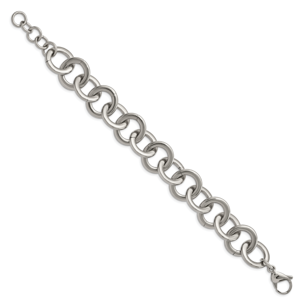 Stainless Steel Polished Circle Link w/1in ext. 7.5in Bracelet - Image 2